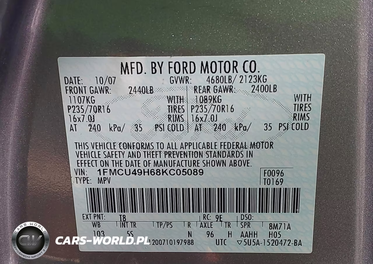 2008 Ford Escape Hybrid VIN:1FMCU49H68KC05089 - 9