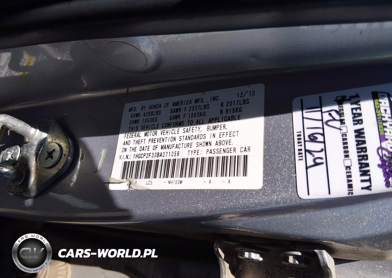 2011 Honda Accord 2.4 Lx VIN:1HGCP2F30BA071056 - 9