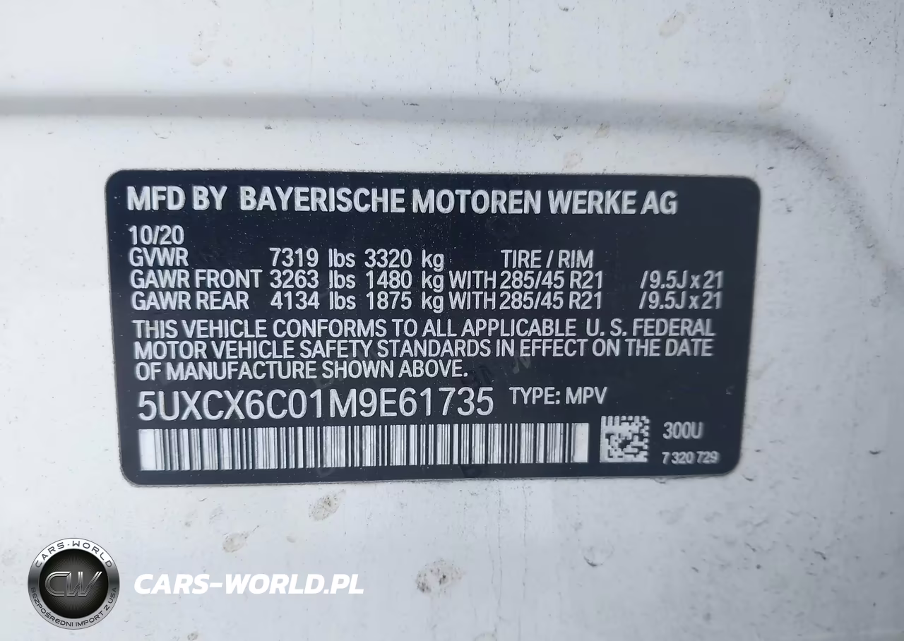 2021 BMW X7 M50I VIN:5UXCX6C01M9E61735 - 9