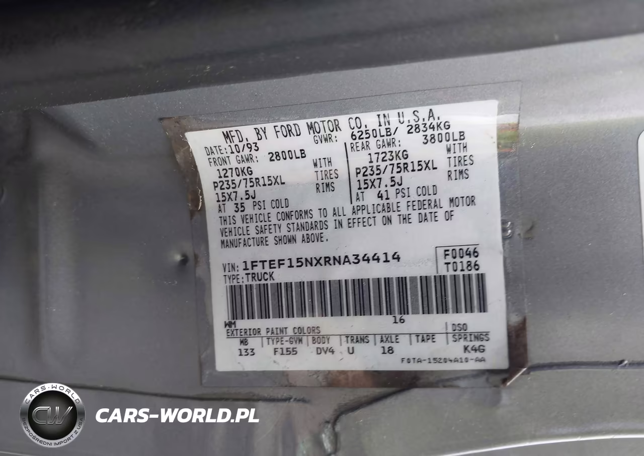 1994 Ford F150 VIN:1FTEF15NXRNA34414 - 9
