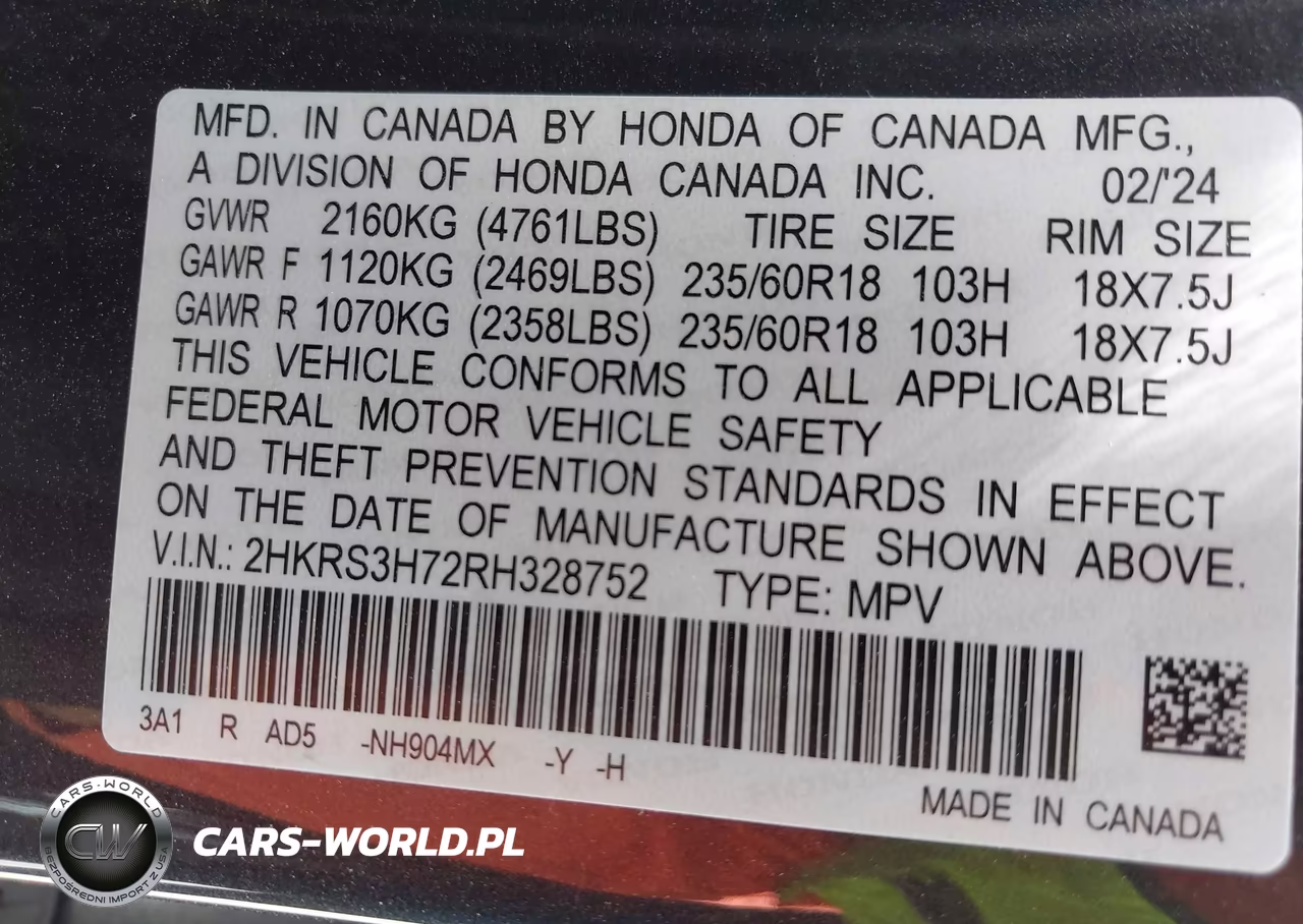 2024 Honda Cr-V Ex-L 2Wd VIN:2HKRS3H72RH328752 - 9
