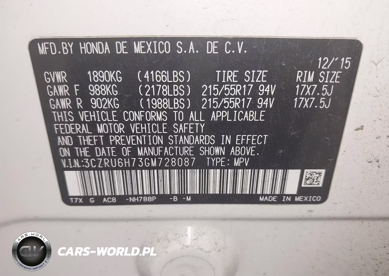 2016 Honda Hr-V Ex-L VIN:3CZRU6H73GM728087 - 9