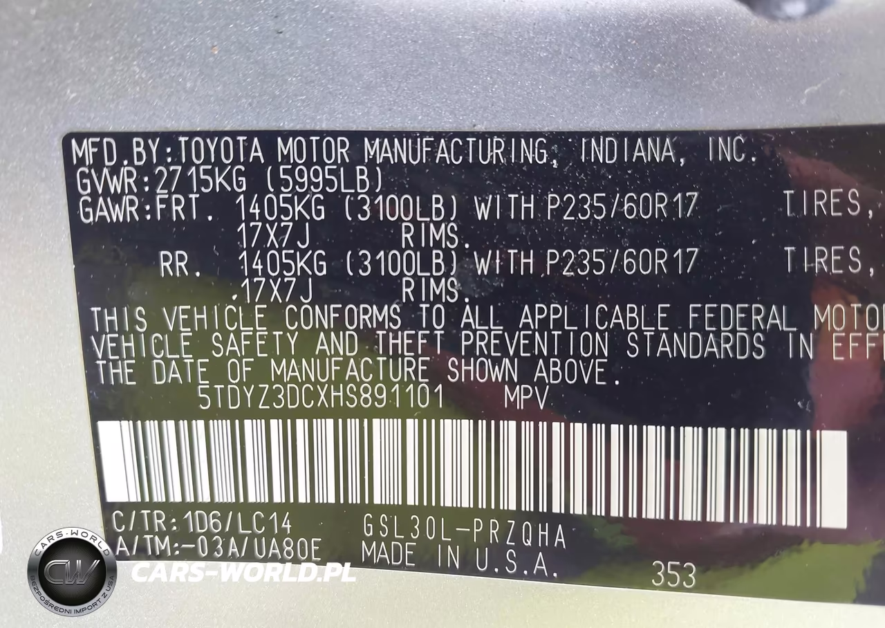 2017 Toyota Sienna Xle 8 Passenger VIN:5TDYZ3DCXHS891101 - 9