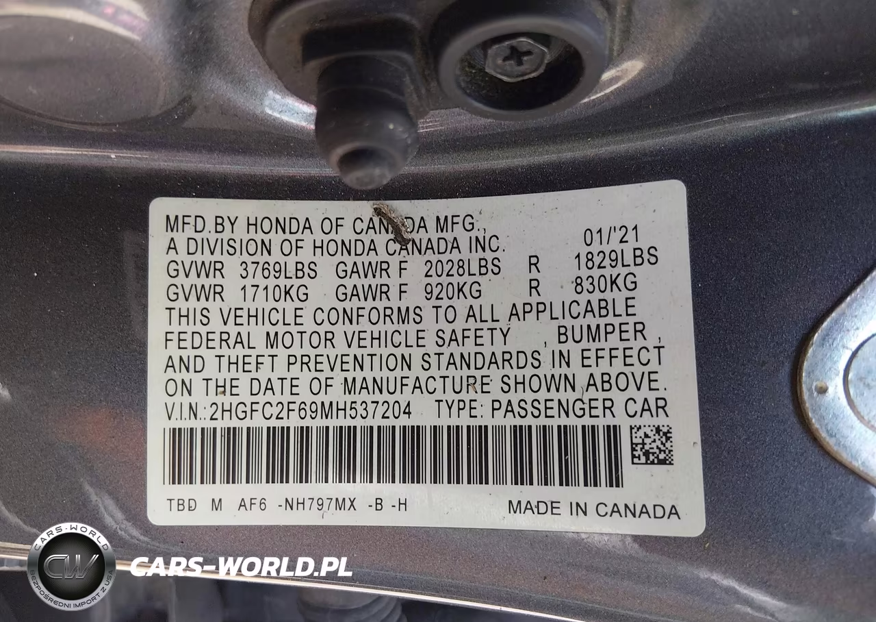 2021 Honda Civic Lx VIN:2HGFC2F69MH537204 - 9