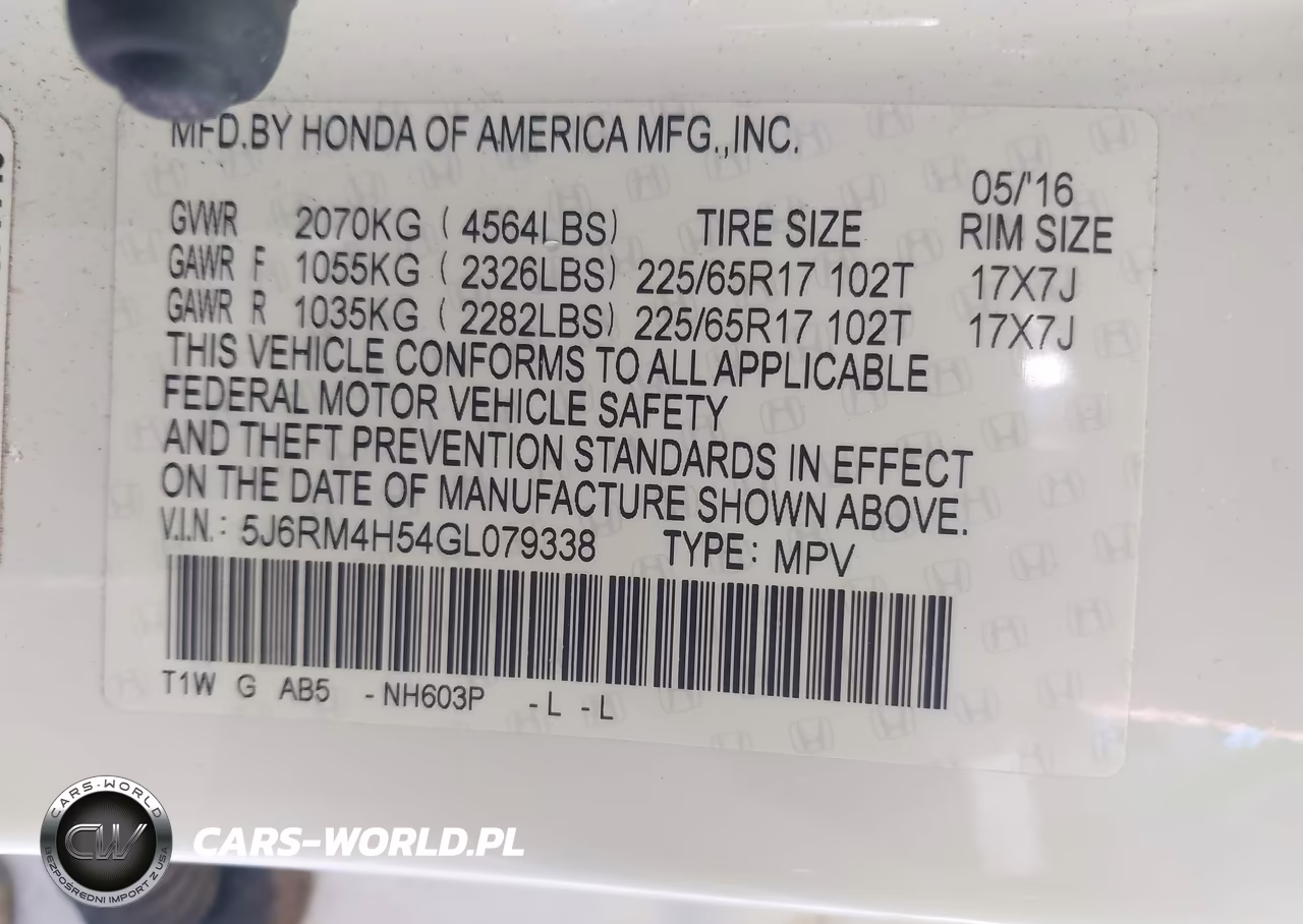 2016 Honda Cr-V Ex VIN:5J6RM4H54GL079338 - 9