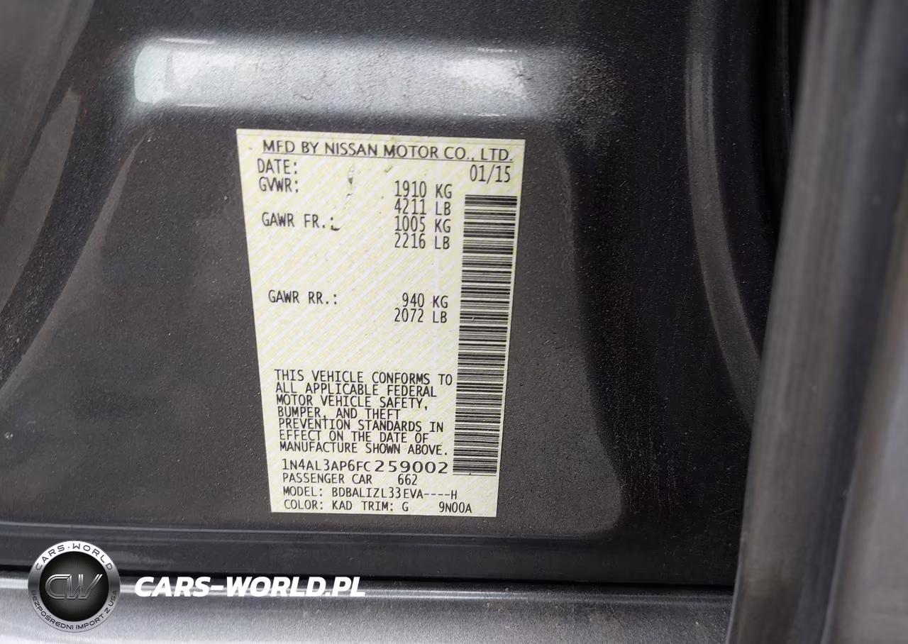 2015 Nissan Altima 2.5 Sv VIN:1N4AL3AP6FC259002 - 9