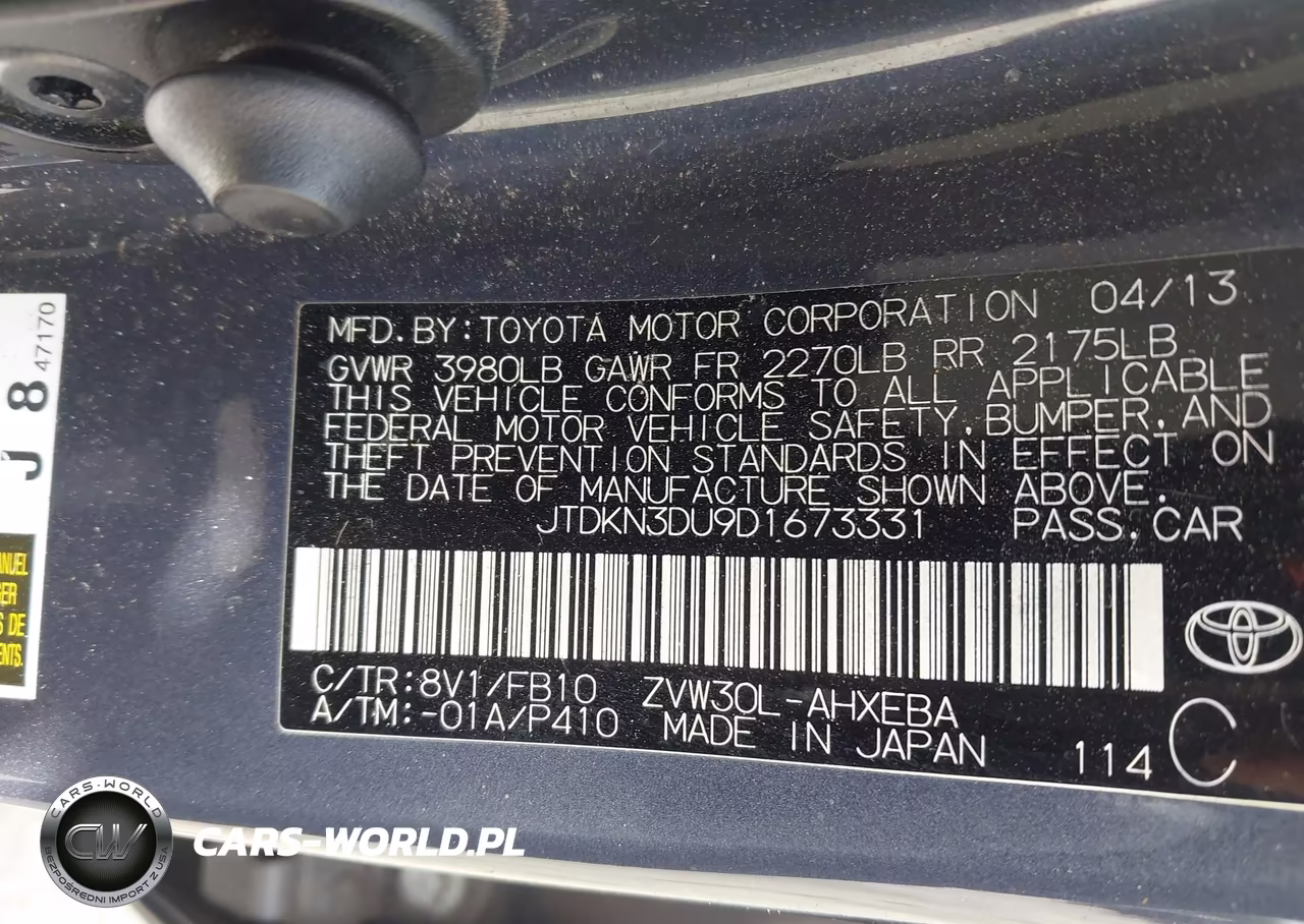 2013 Toyota Prius Two VIN:JTDKN3DU9D1673331 - 9