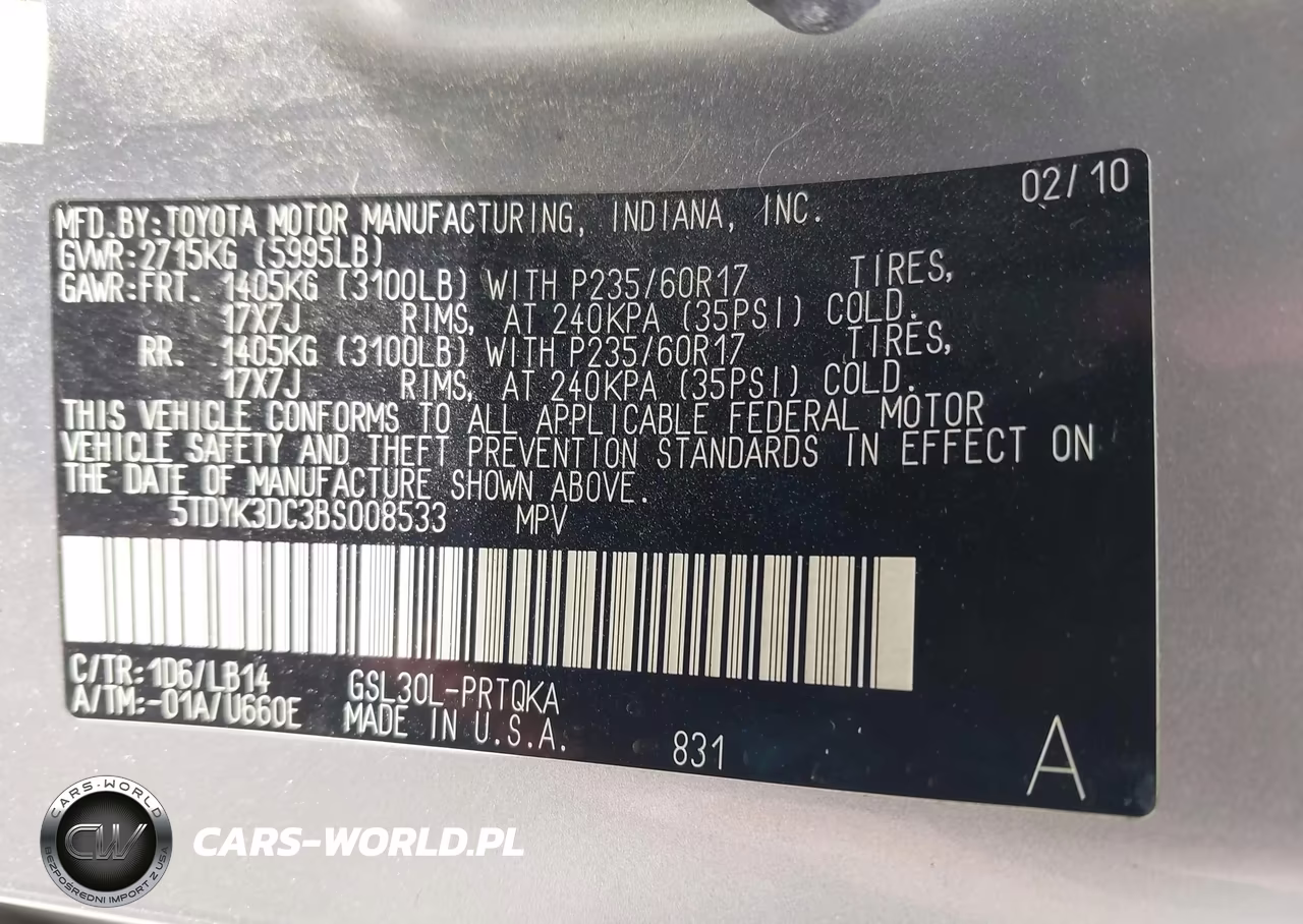 2011 Toyota Sienna Xle V6 VIN:5TDYK3DC3BS008533 - 9
