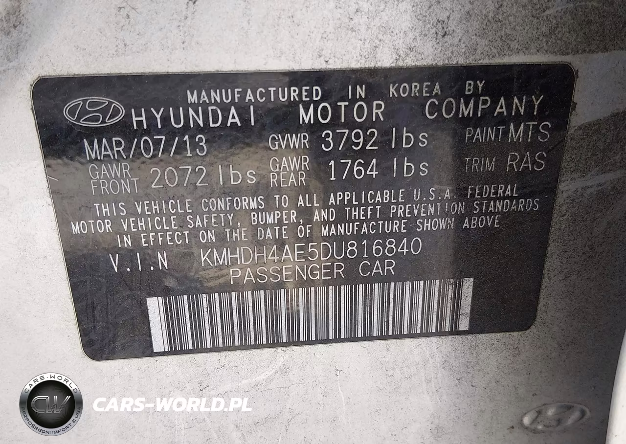2013 Hyundai Elantra Gls VIN:KMHDH4AE5DU816840 - 9