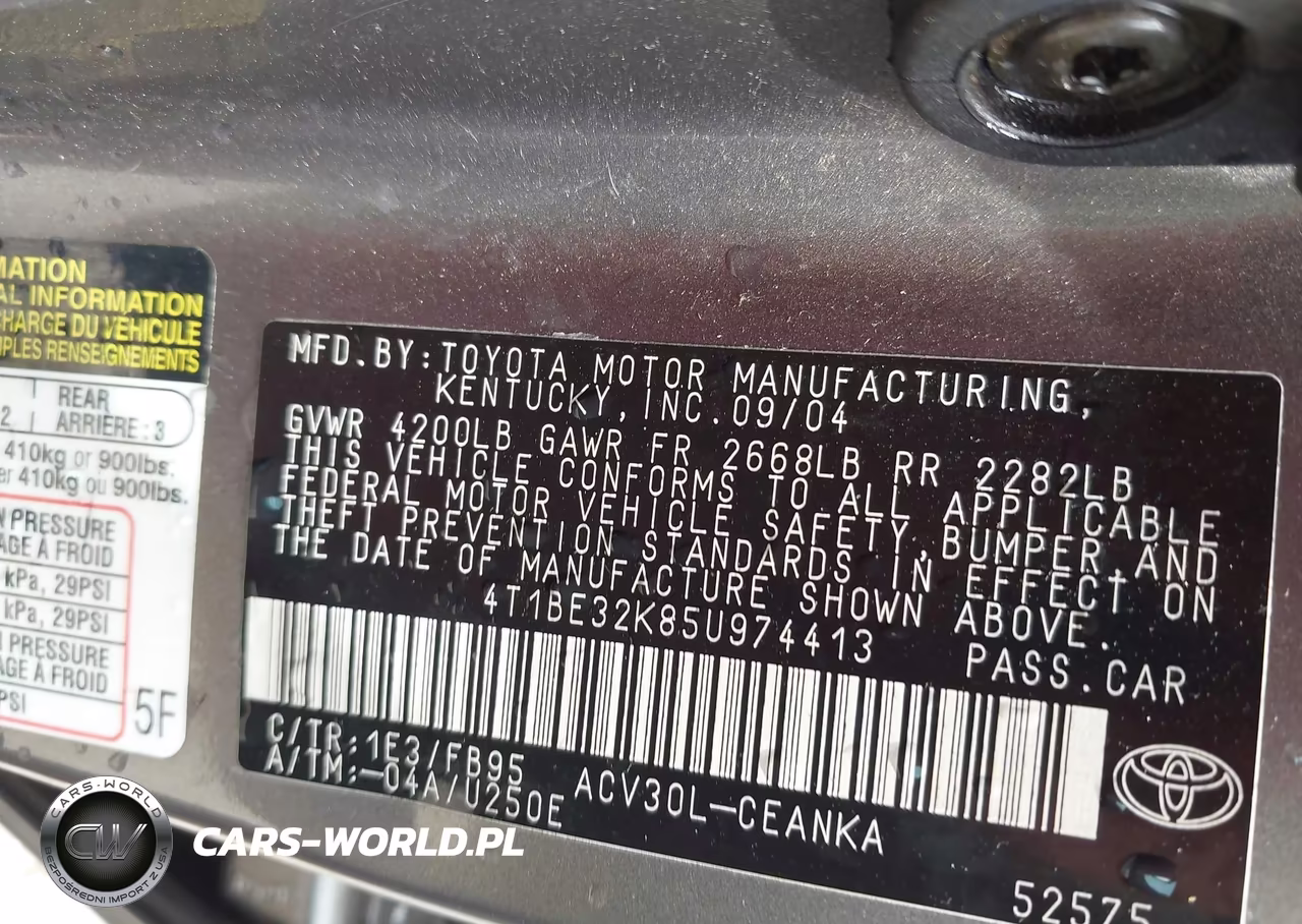 2005 Toyota Camry Le VIN:4T1BE32K85U974413 - 9