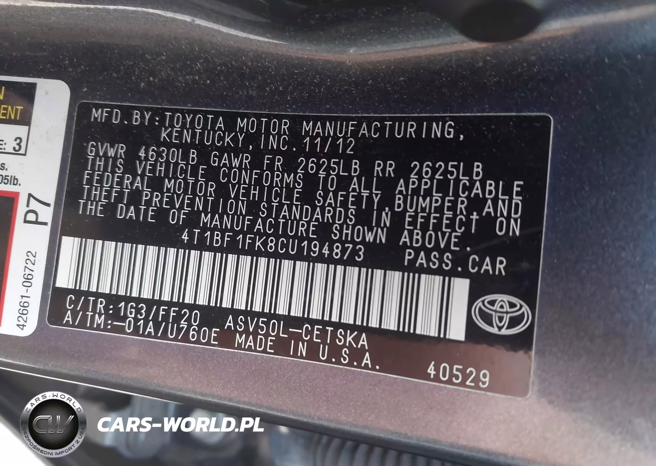 2012 Toyota Camry Se VIN:4T1BF1FK8CU194873 - 9