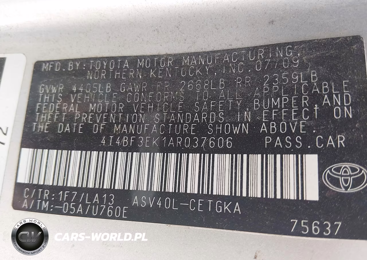 2010 Toyota Camry Xle VIN:4T4BF3EK1AR037606 - 9