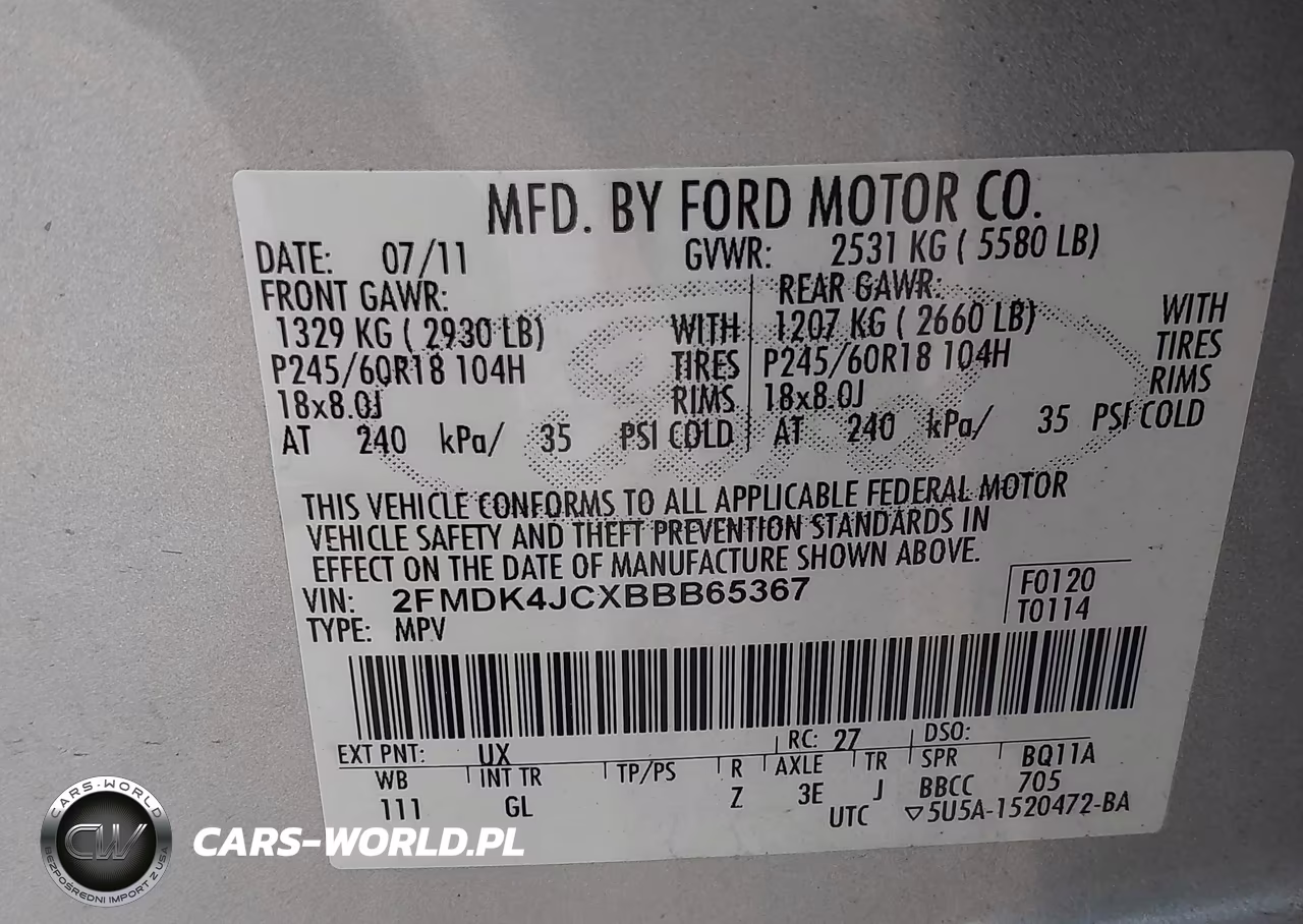 2011 Ford Edge Sel VIN:2FMDK4JCXBBB65367 - 9