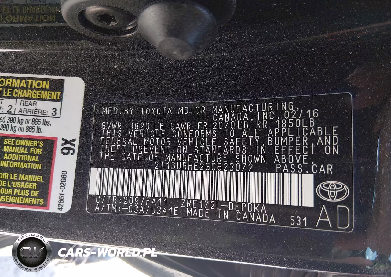 2016 Toyota Corolla L VIN:2T1BURHE2GC623072 - 9