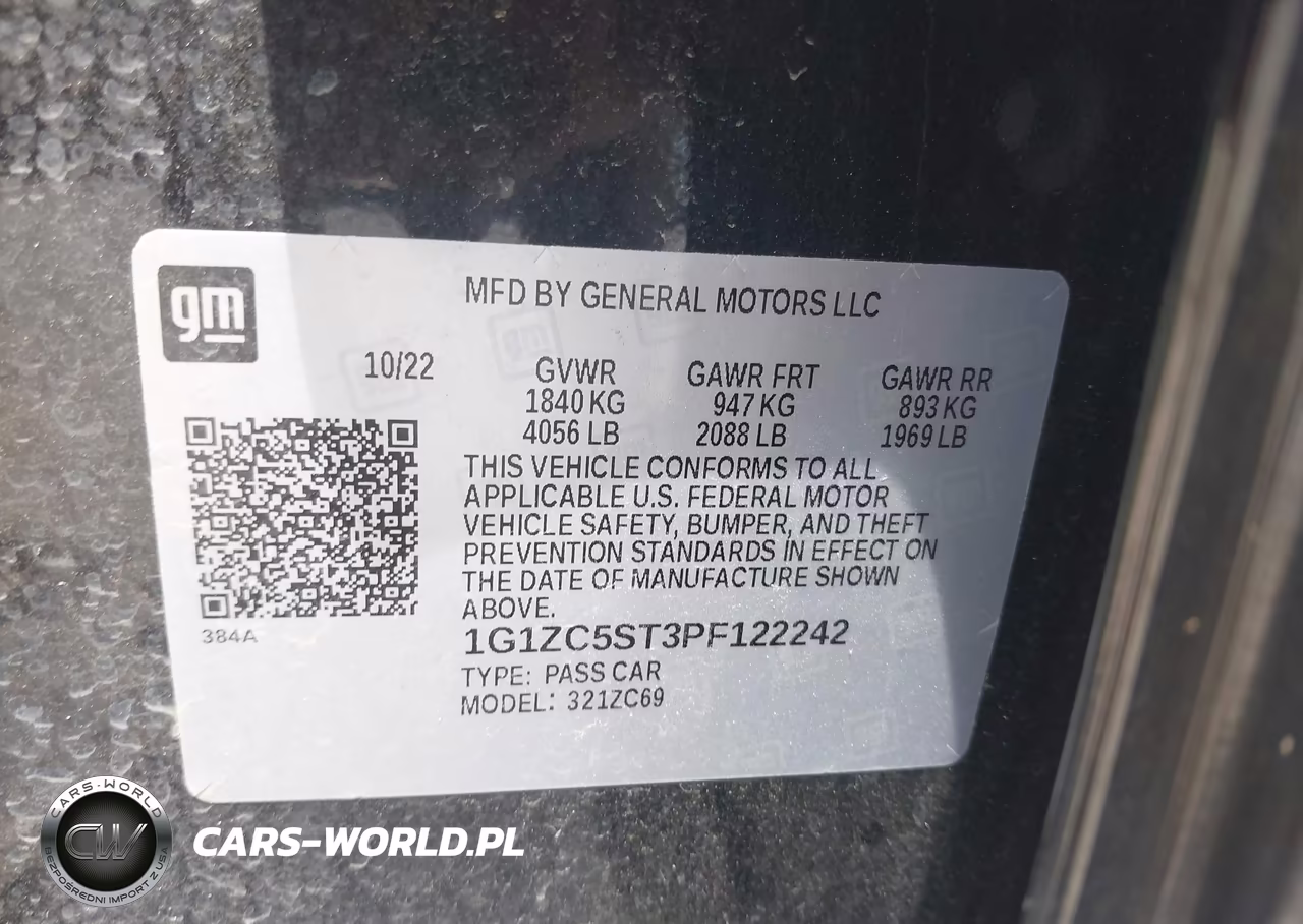 2023 Chevrolet Malibu Fwd 1Fl VIN:1G1ZC5ST3PF122242 - 9