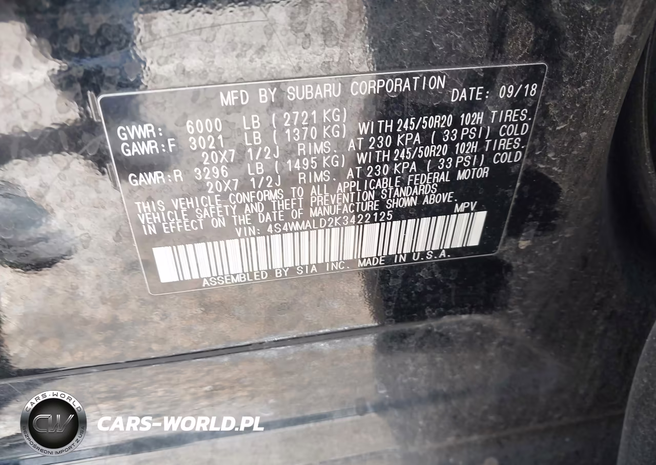 2019 Subaru Ascent Limited VIN:4S4WMALD2K3422125 - 9
