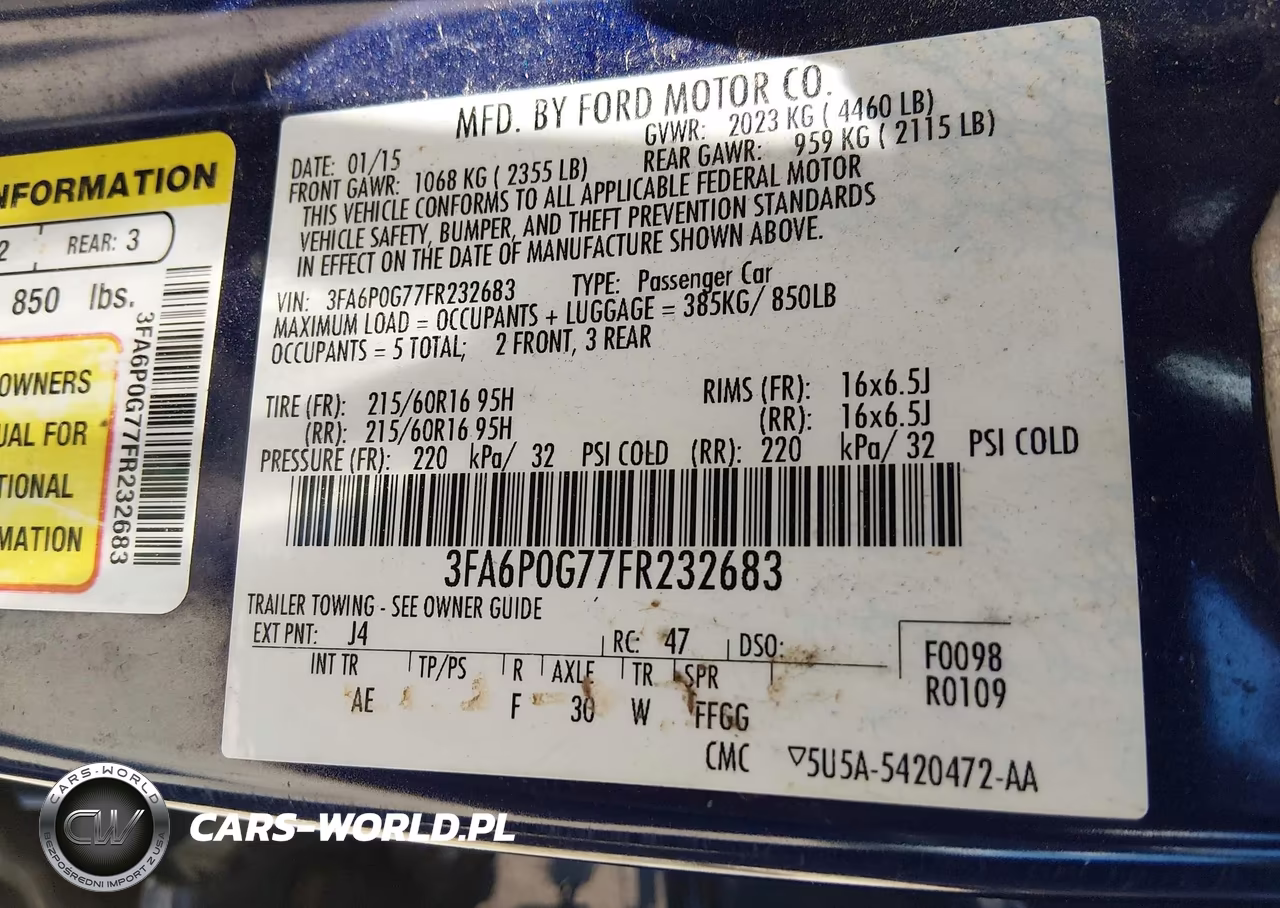 2015 Ford Fusion S VIN:3FA6P0G77FR232683 - 9