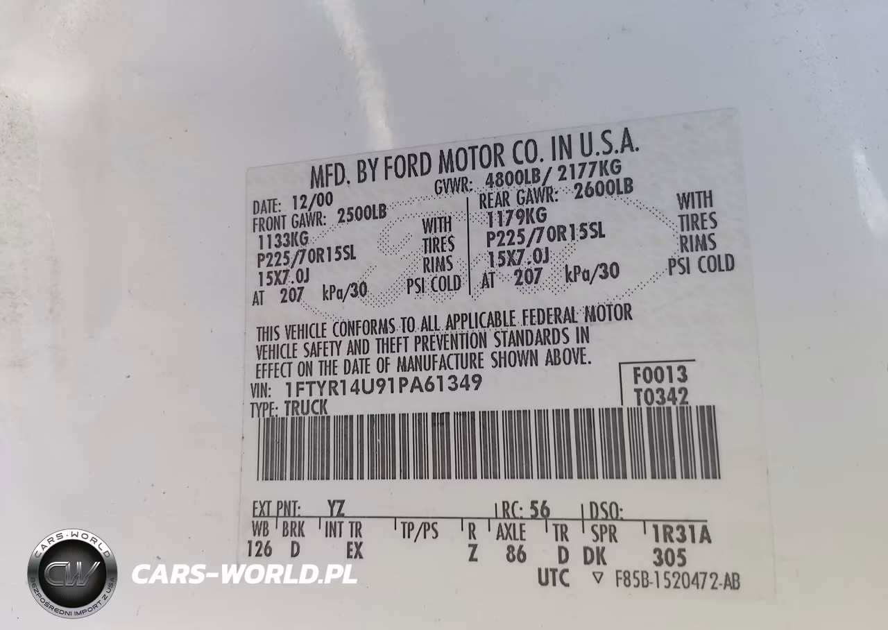 2001 Ford Ranger Edge-Xl-Xlt VIN:1FTYR14U91PA61349 - 9