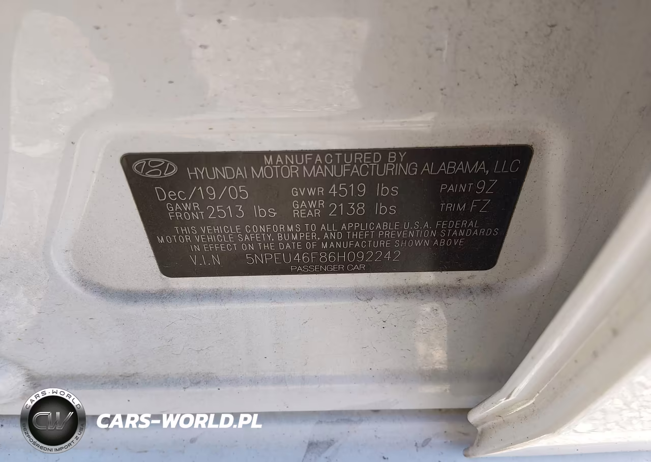 2006 Hyundai Sonata Gls V6-Lx V6 VIN:5NPEU46F86H092242 - 9