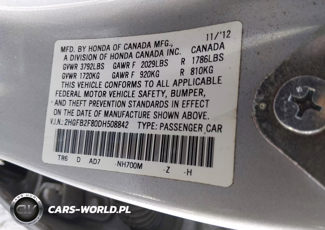 2013 Honda Civic Ex VIN:2HGFB2F80DH508842 - 9