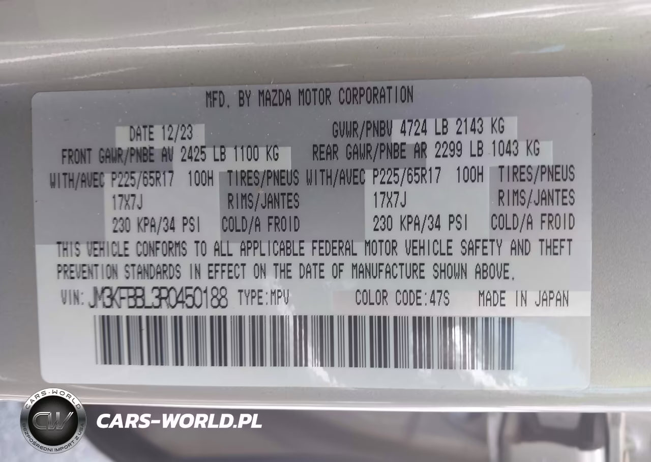 2024 Mazda Cx-5 2.5 S Select VIN:JM3KFBBL3R0450188 - 9