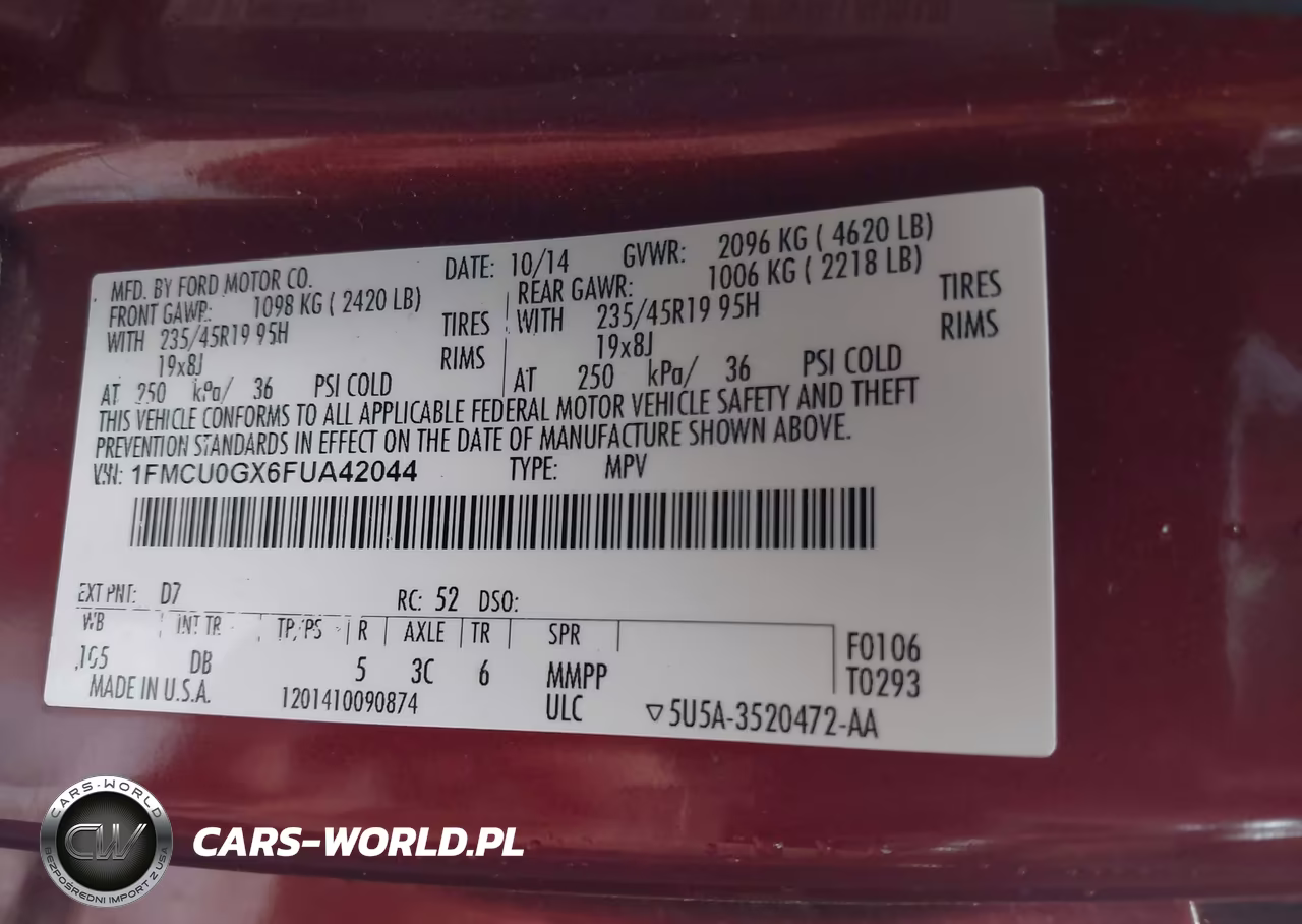 2015 Ford Escape Se VIN:1FMCU0GX6FUA42044 - 9