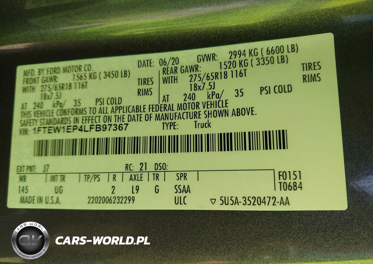 2020 Ford F-150 Xlt VIN:1FTEW1EP4LFB97367 - 9