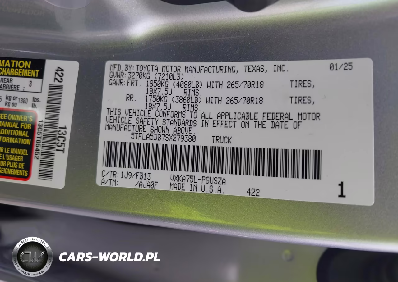 2025 Toyota Tundra Sr5 VIN:5TFLA5DB7SX279380 - 9