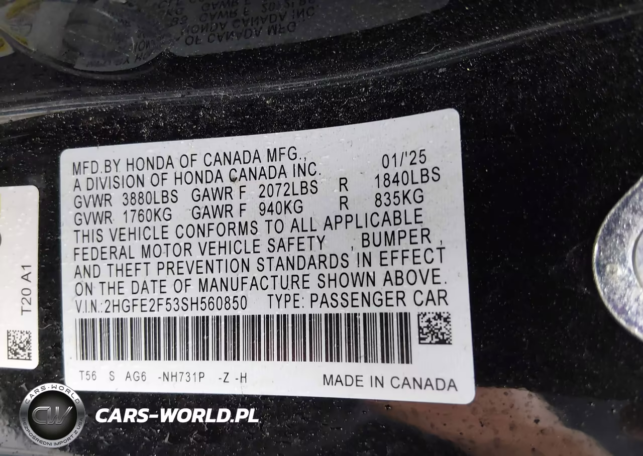 2025 Honda Civic Sport VIN:2HGFE2F53SH560850 - 9