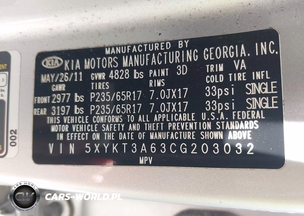 2012 Kia Sorento Lx VIN:5XYKT3A63CG203032 - 9