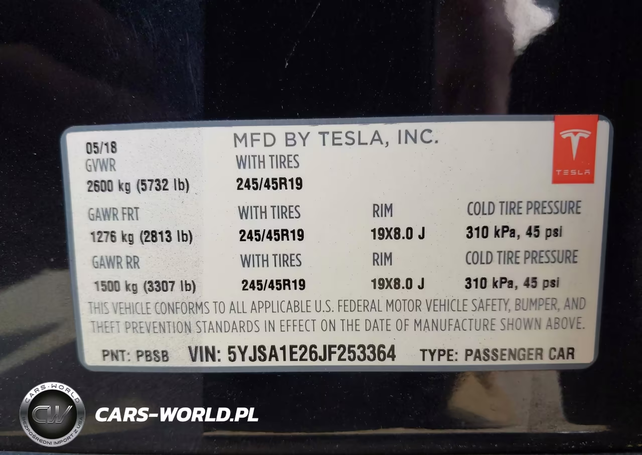 2018 Tesla Model S 100D-75D-P100D VIN:5YJSA1E26JF253364 - 9