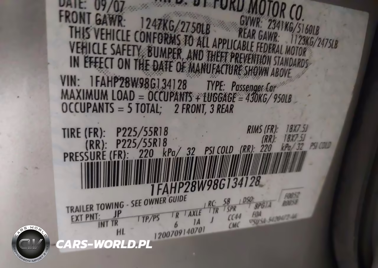 2008 Ford Taurus Limited VIN:1FAHP28W98G134128 - 9
