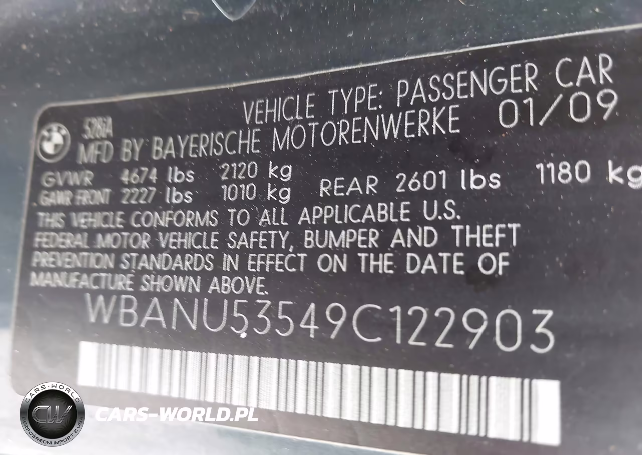 2009 BMW 528I VIN:WBANU53549C122903 - 9