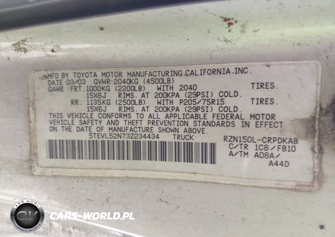 2003 Toyota Tacoma VIN:5TEVL52N73Z234434 - 9