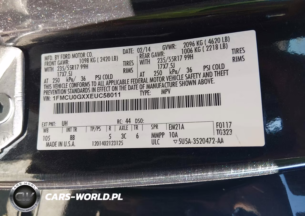 2014 Ford Escape Se VIN:1FMCU0GXXEUC58011 - 9