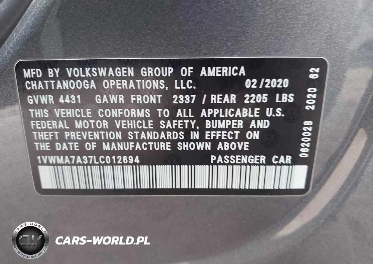 2020 Volkswagen Passat 2.0T R-Line VIN:1VWMA7A37LC012694 - 9