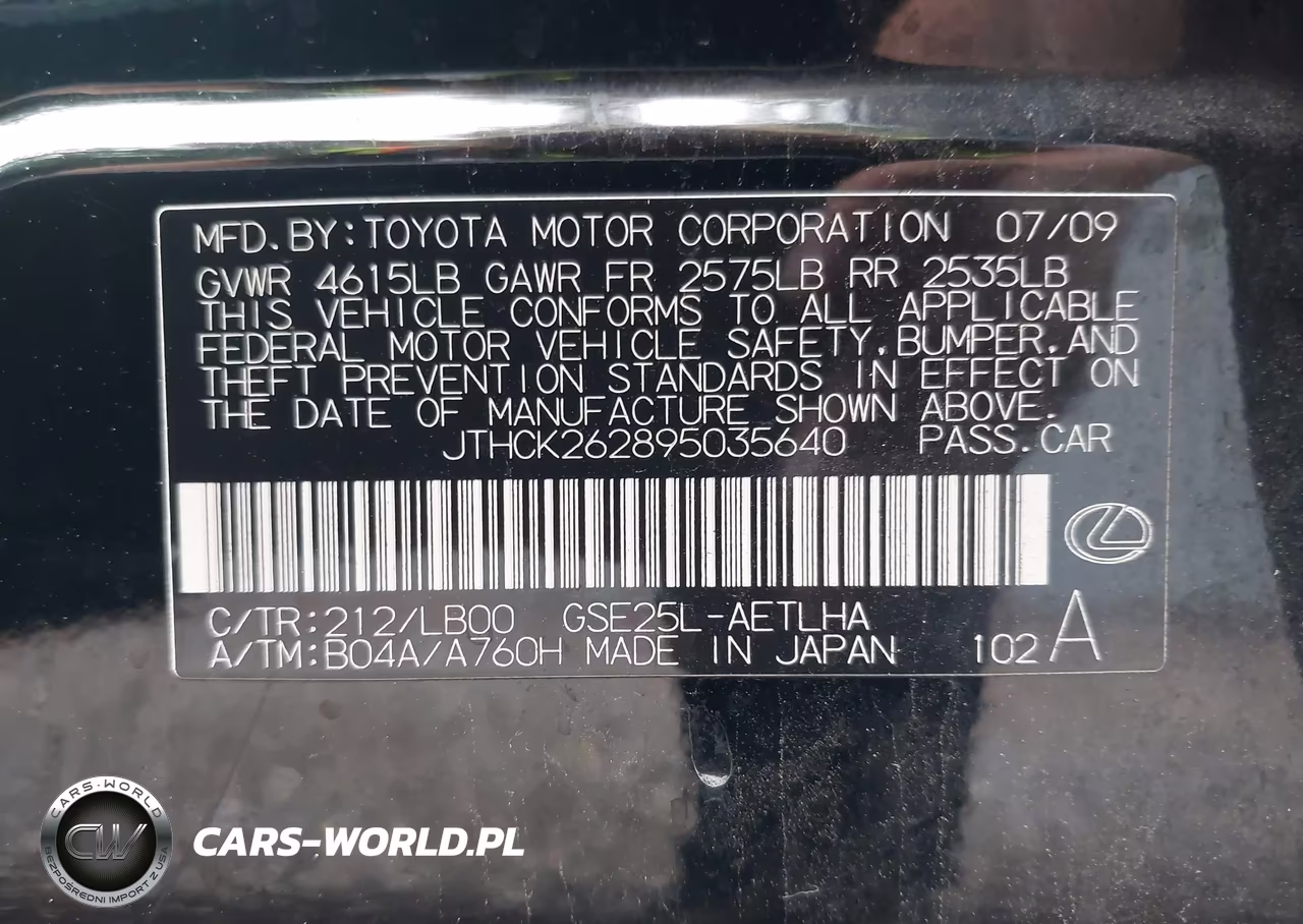 2009 Lexus Is 250 VIN:JTHCK262895035640 - 9