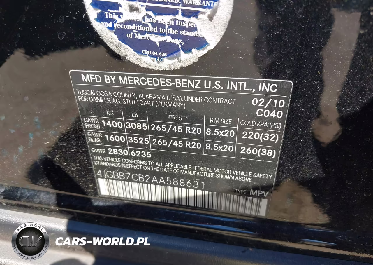 2010 Mercedes-Benz Ml 550 4Matic VIN:4JGBB7CB2AA588631 - 9