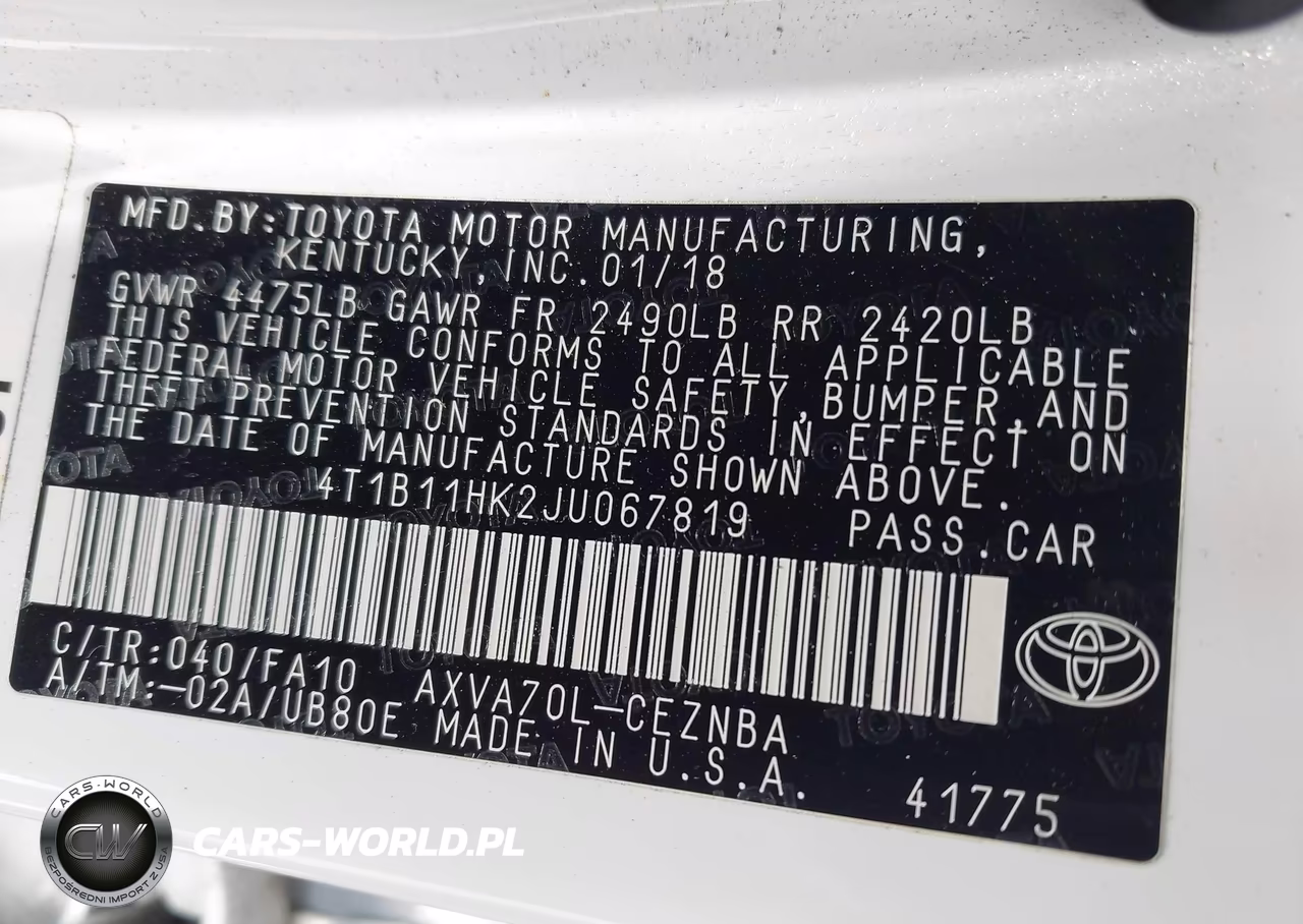 2018 Toyota Camry Le VIN:4T1B11HK2JU067819 - 9