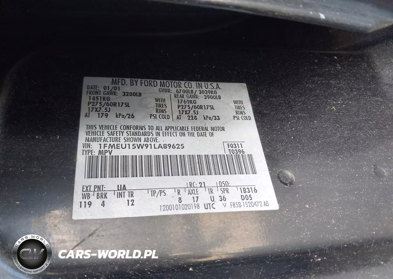 2001 Ford Expedition Xlt VIN:1FMEU15W91LA89625 - 9