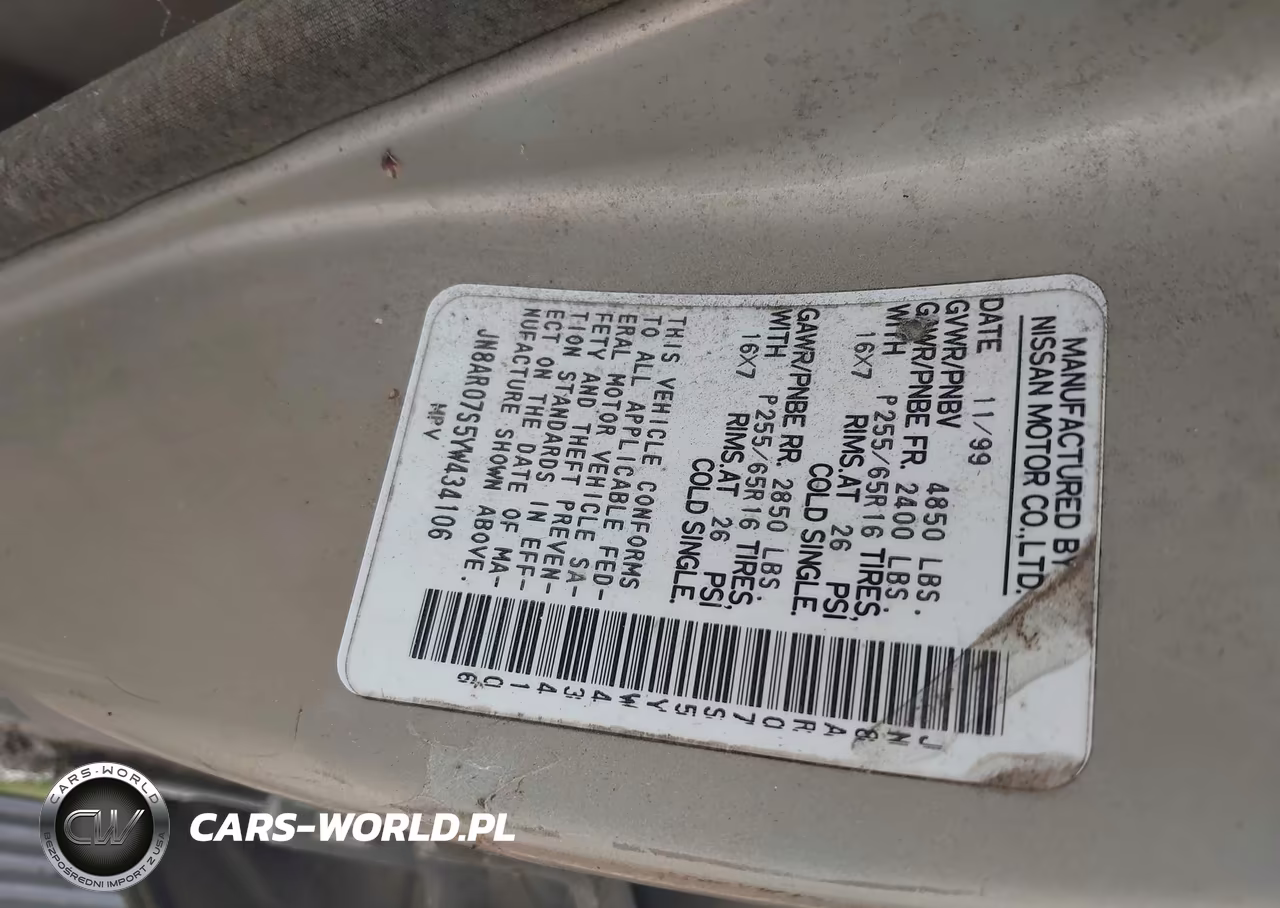 2000 Nissan Pathfinder Le-Se-Xe VIN:JN8AR07S5YW434106 - 9