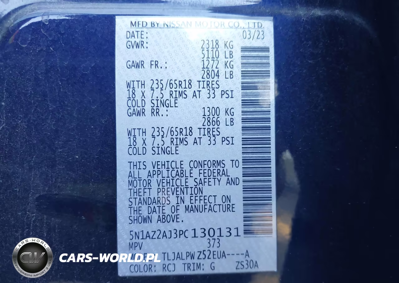 2023 Nissan Murano S Fwd VIN:5N1AZ2AJ3PC130131 - 9