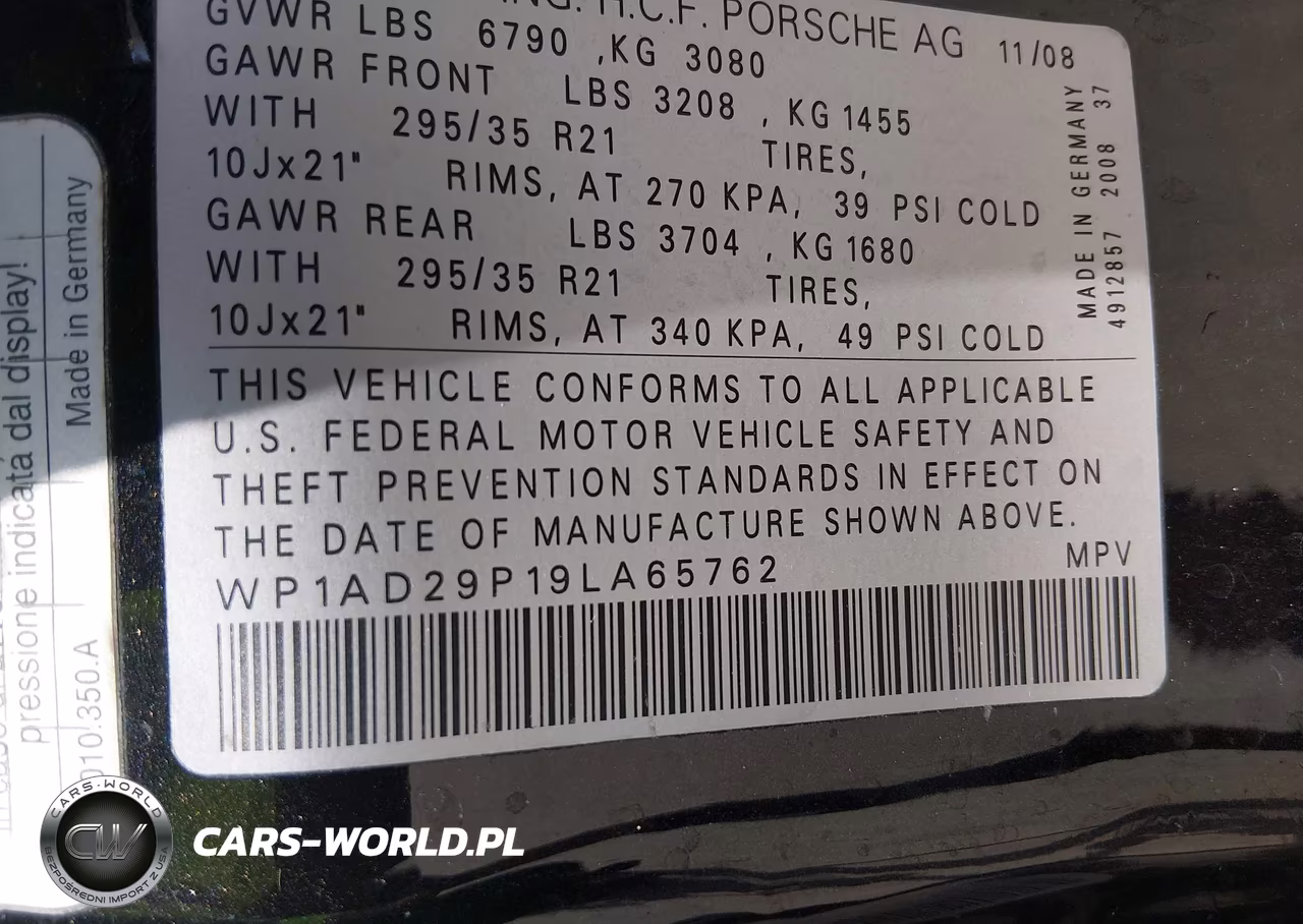 2009 Porsche Cayenne Gts VIN:WP1AD29P19LA65762 - 9