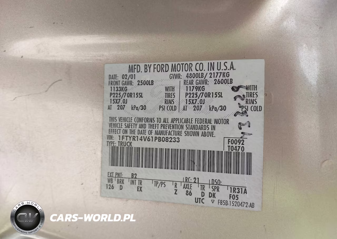 2001 Ford Ranger Edge-Xl-Xlt VIN:1FTYR14V61PB08233 - 9
