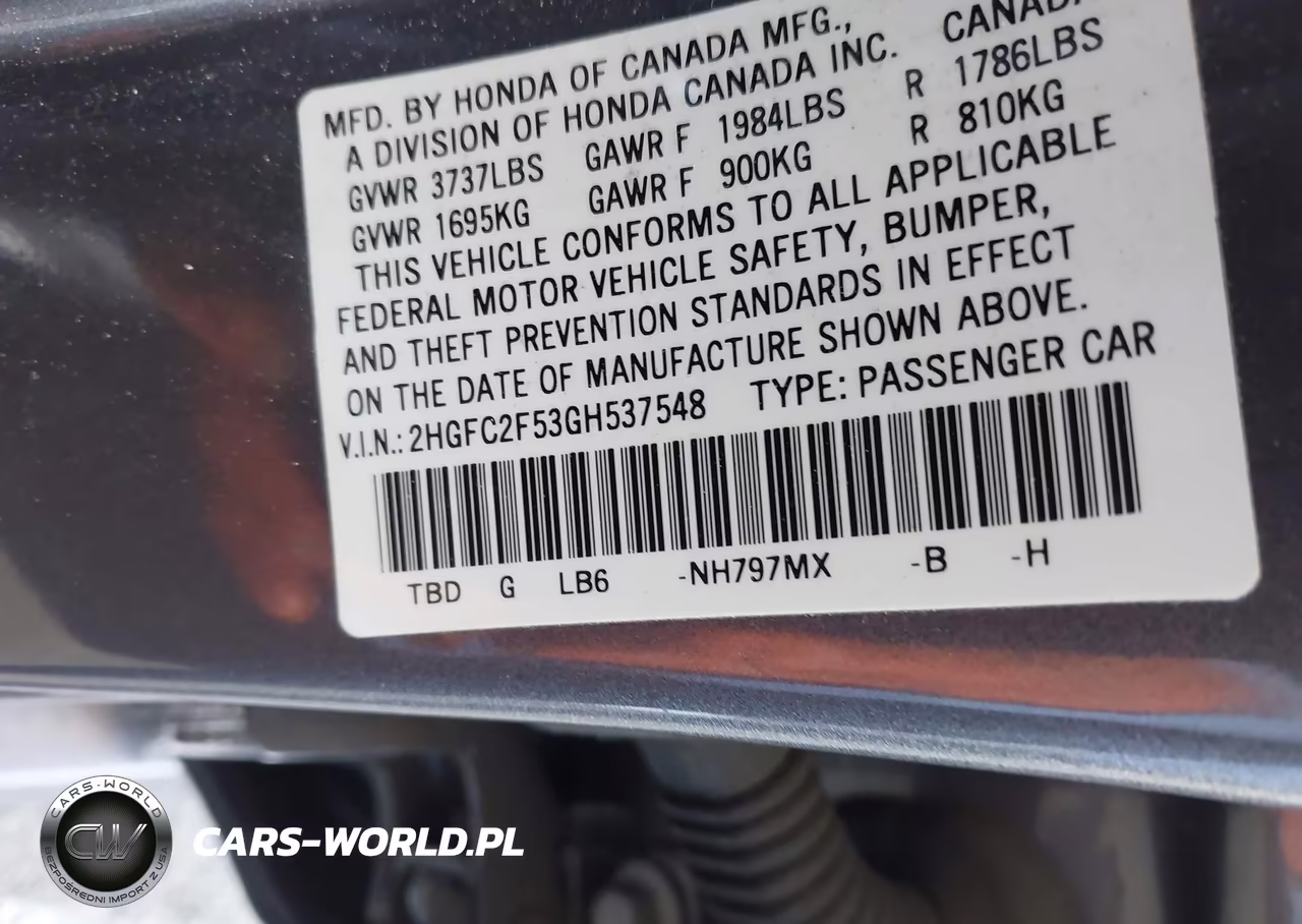 2016 Honda Civic Lx VIN:2HGFC2F53GH537548 - 9