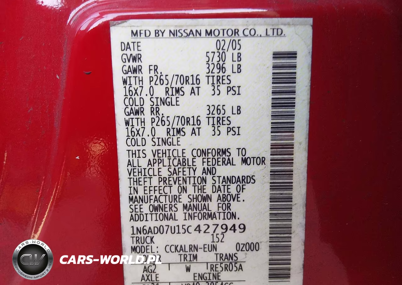 2005 Nissan Frontier 2Wd Se VIN:1N6AD07U15C427949 - 9
