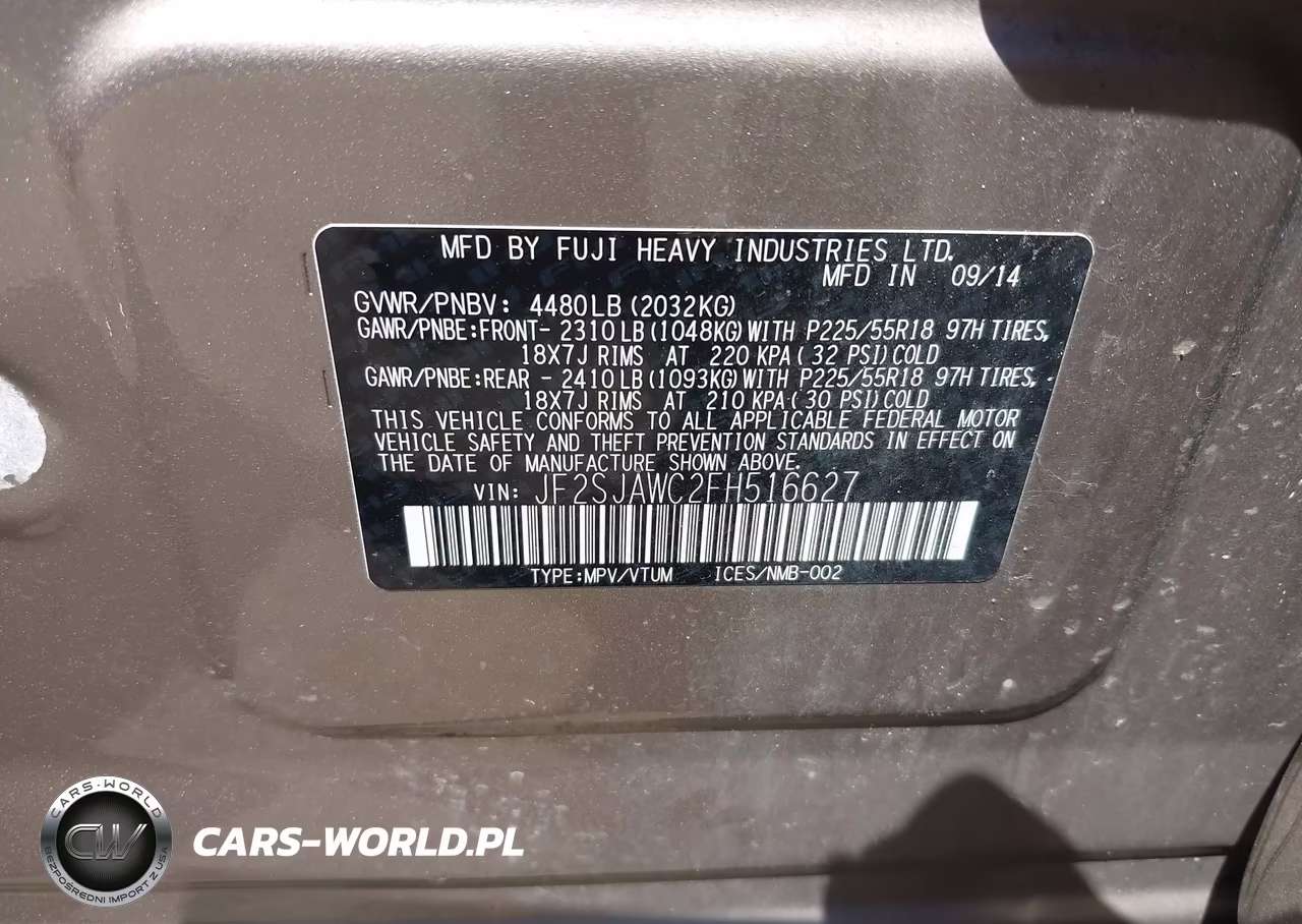 2015 Subaru Forester 2.5I Touring VIN:JF2SJAWC2FH516627 - 9