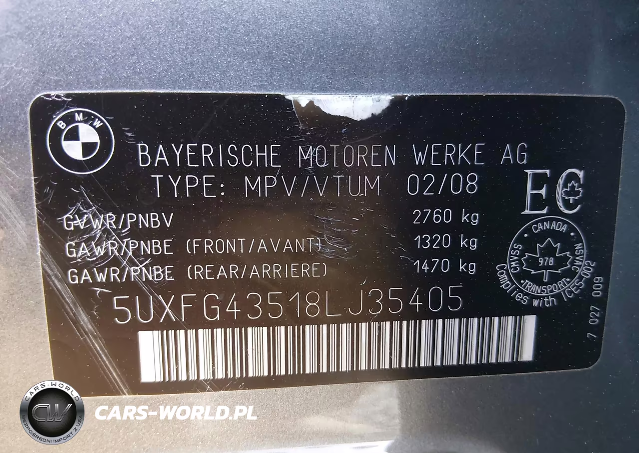 2008 BMW X6 xDrive35I VIN:5UXFG43518LJ35405 - 9