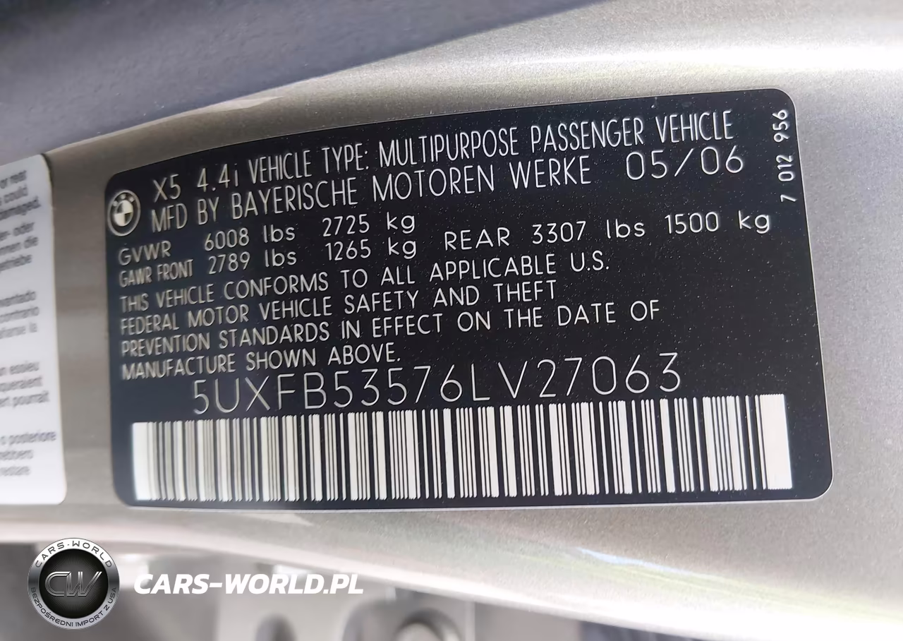 2006 BMW X5 4.4I VIN:5UXFB53576LV27063 - 9