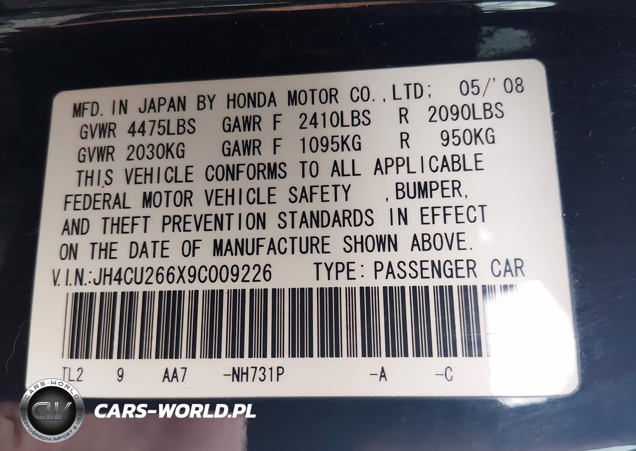 2009 Acura Tsx VIN:JH4CU266X9C009226 - 9